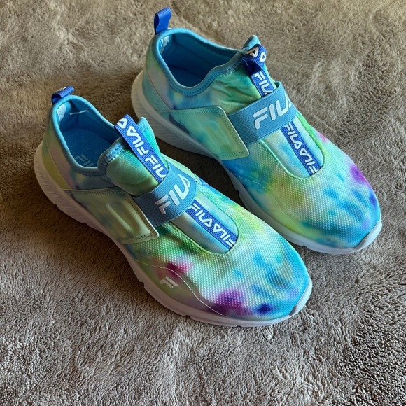 Fila Womens Tie Dye Slip On Sneakers Blue Green Purple 3RM01664-325 size 7 - Picture 2 of 8